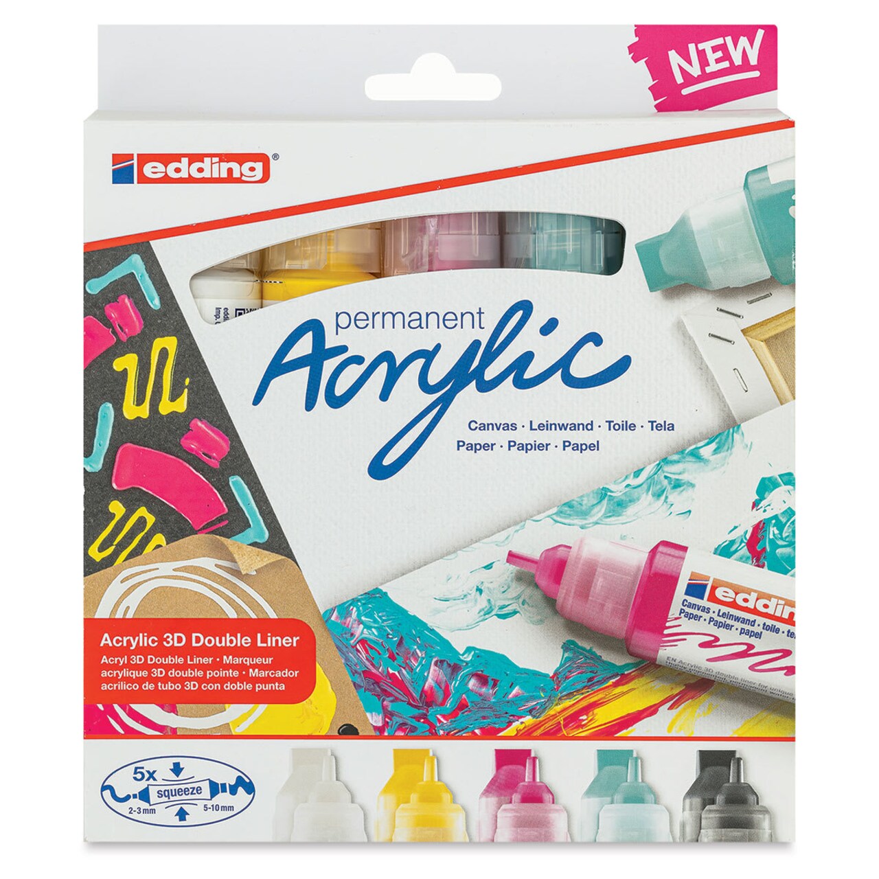 Edding 5400 Acrylic Double Ended Paint Markers - Basic Set, Set of 5